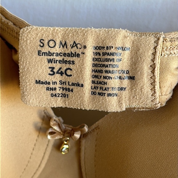 Soma Embraceable wireless beige bra, size 34C - Picture 4 of 4